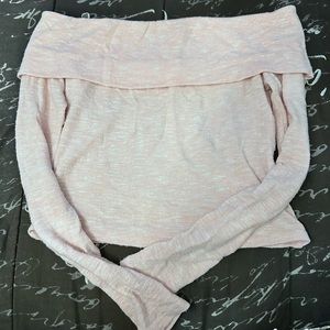 Light pink forever 21 long sleeve off the shoulder strapless shirt